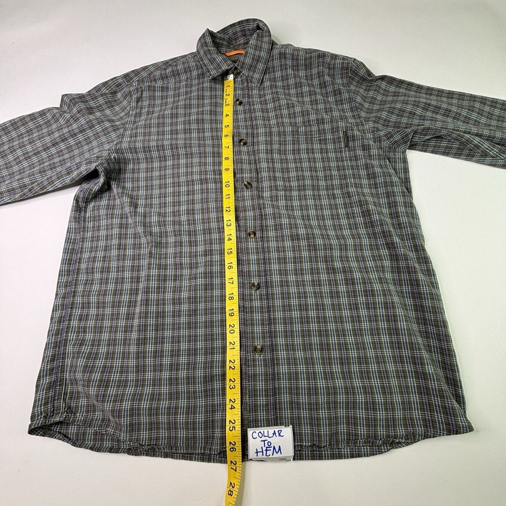 Royal Robbins Shirt Mens Large Green Long Sleeve Button Up Check Plaid Outdoors - Picture 6 of 10